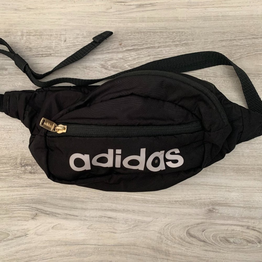 Used-Adidas Unisex Core Waist Pack, Black/White/Gold Metallic, One Size